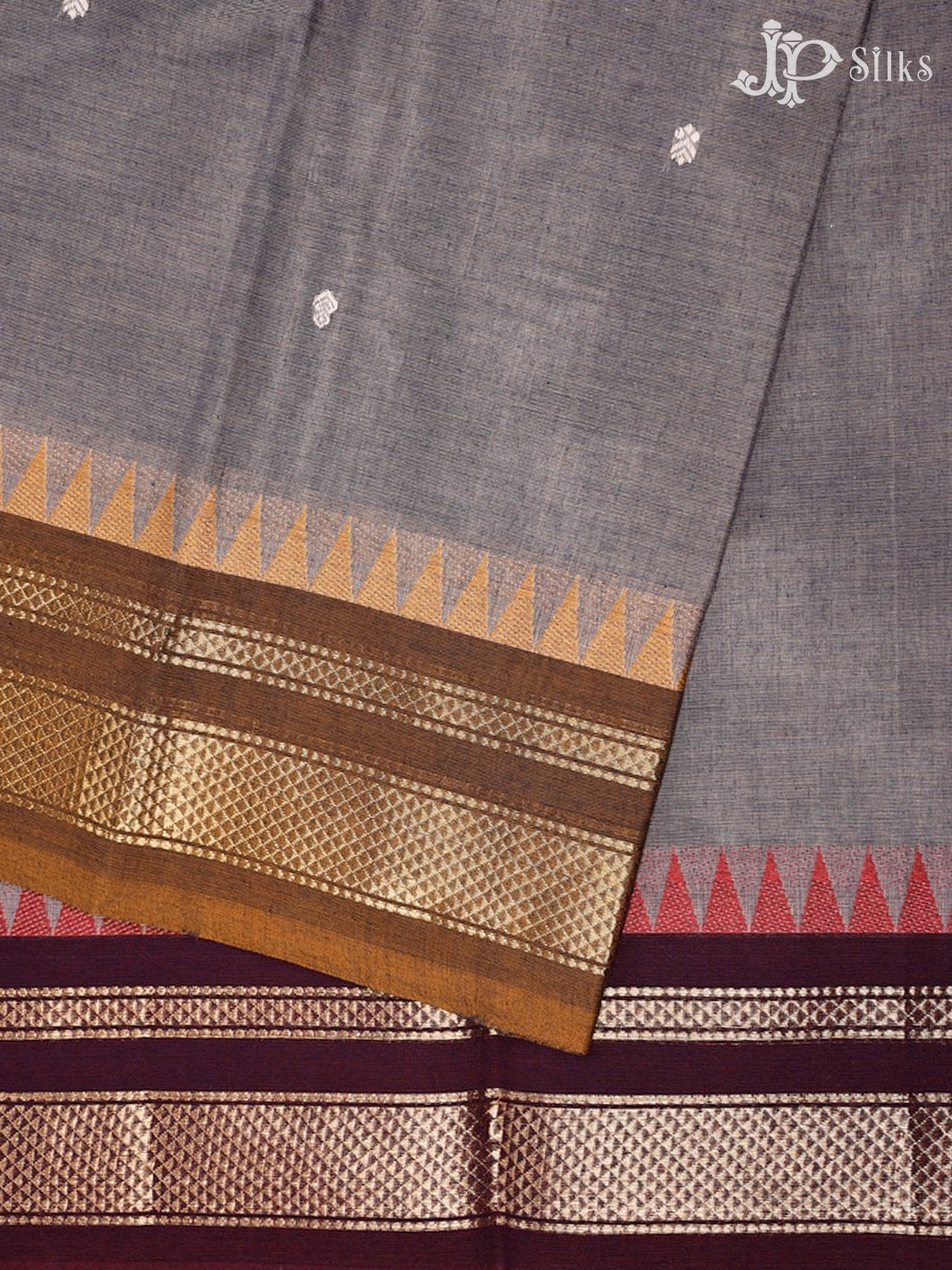 Grey And Brown Theni Cotton Saree - G78