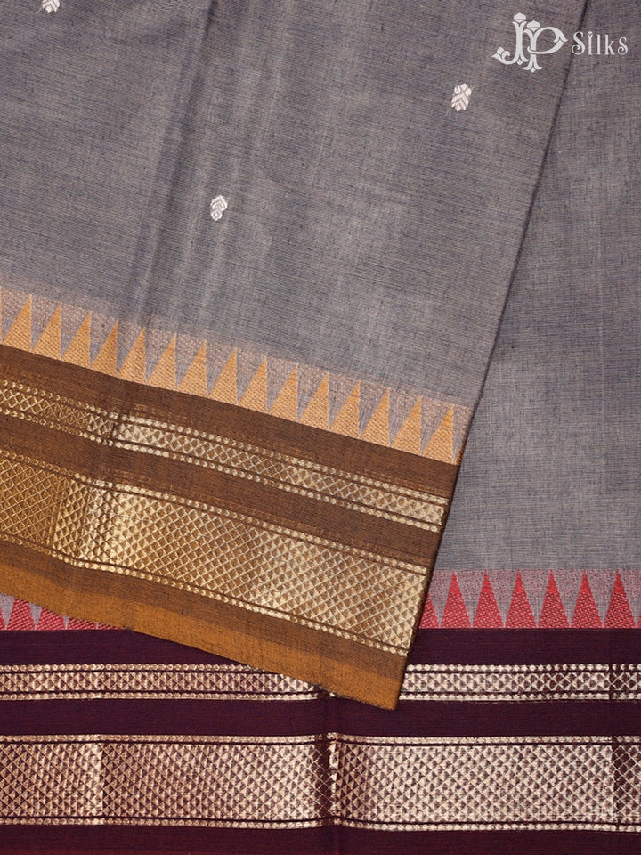 Grey And Brown Theni Cotton Saree - G78