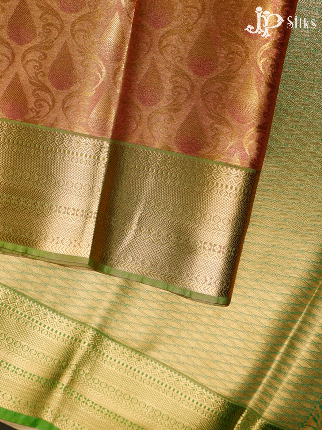 Pink and Light Green Art Silk Saree - G296