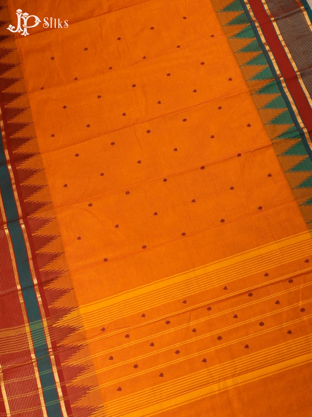 Dark Orange Cotton Saree - G94
