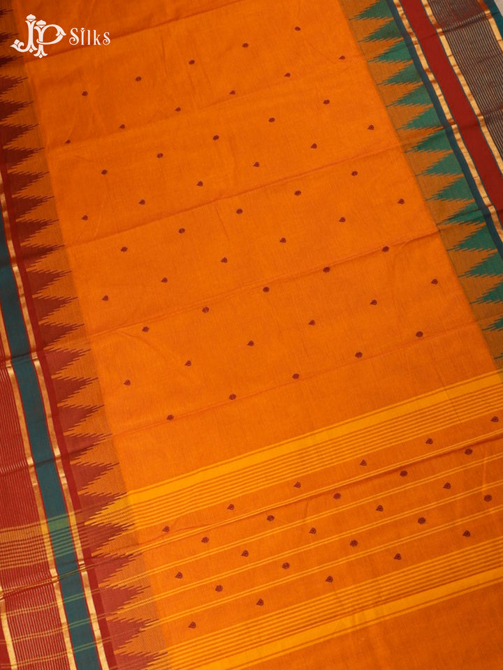 Dark Orange Cotton Saree - G94