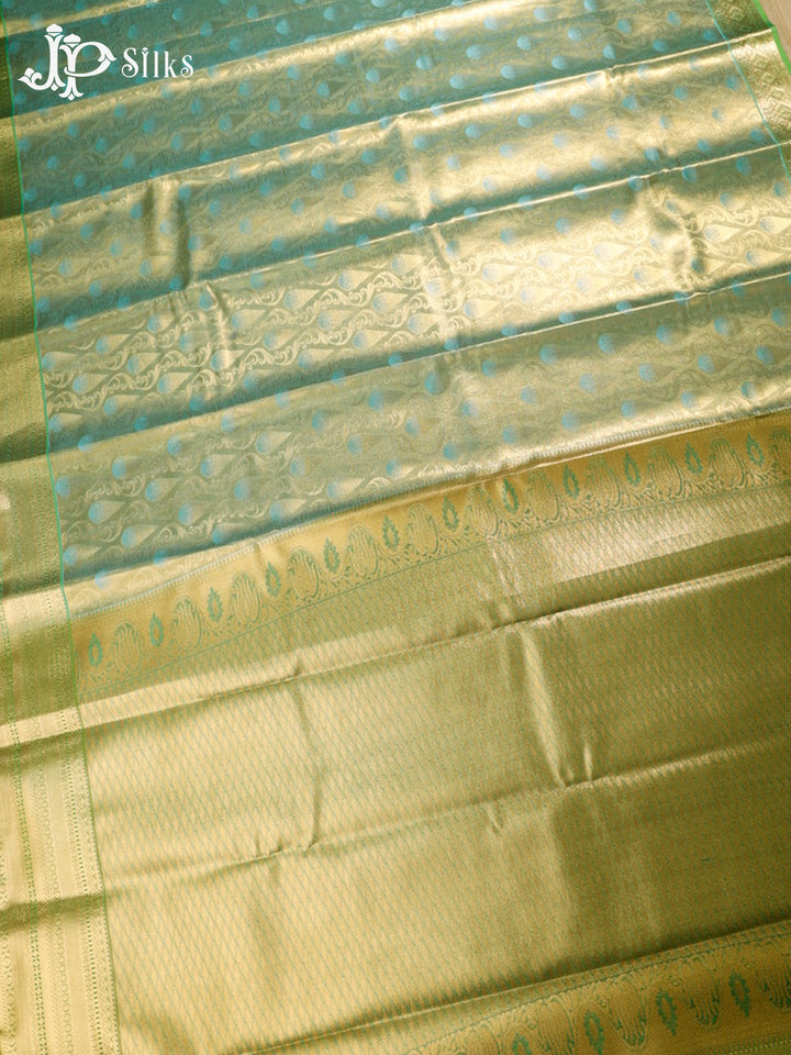 Blue and Light Green Art Silk Saree - G300