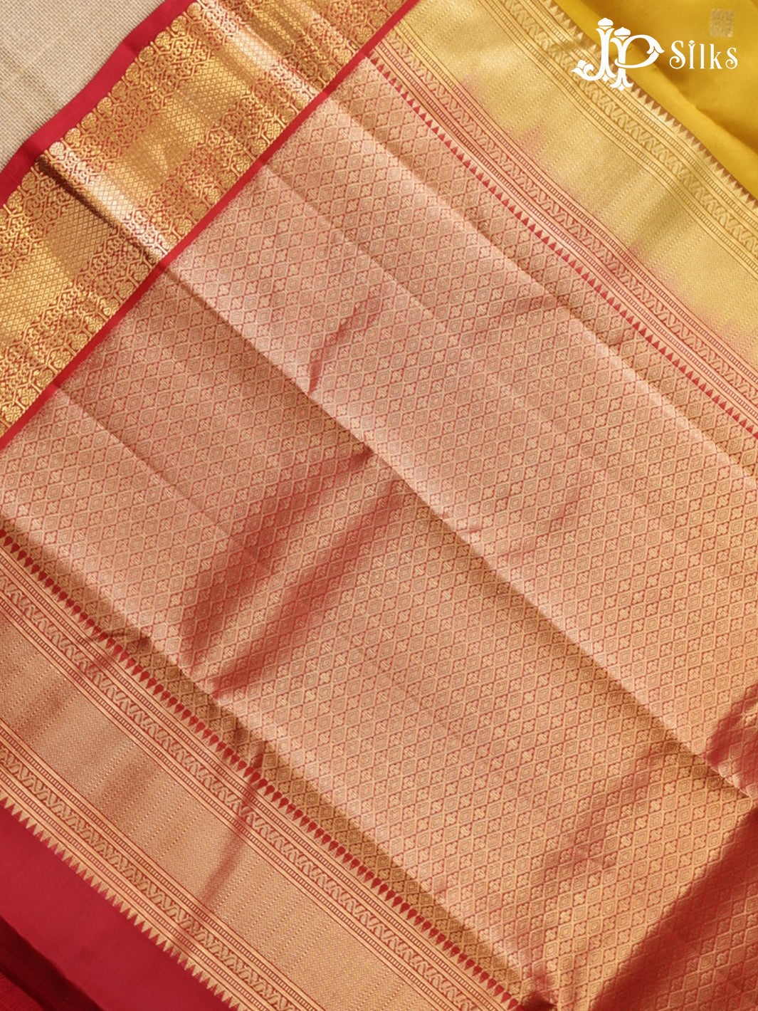 Mustard & Red Pure Silk Mix Saree - G942