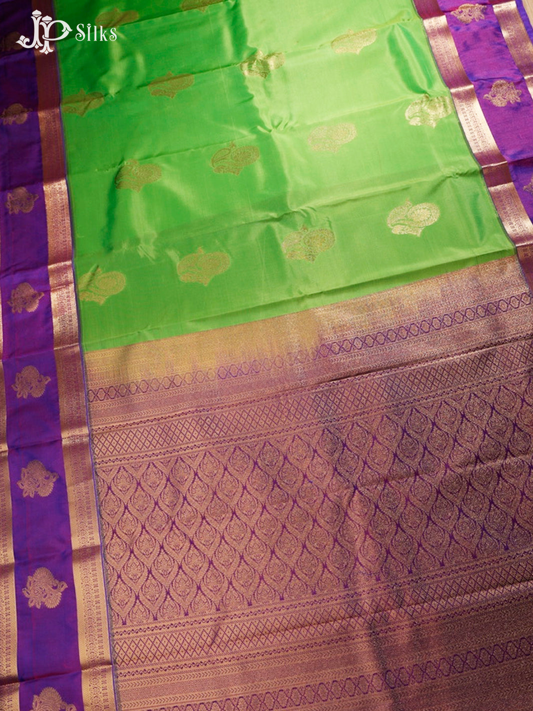 Parrot Green and Purple Art Silk Saree - G314