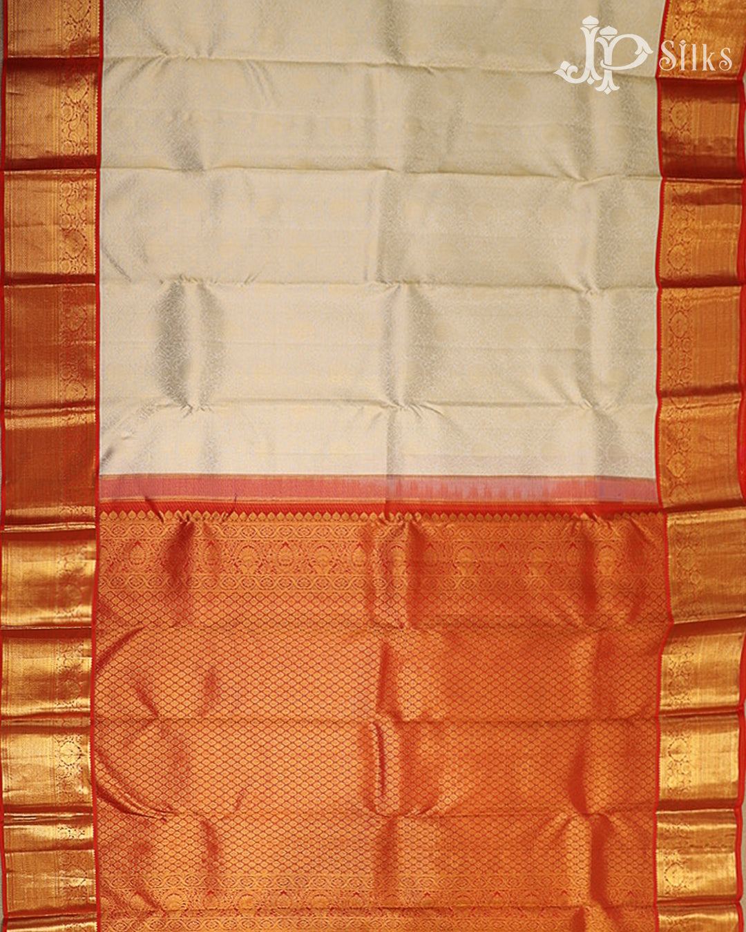 White & Red Kanchipuram Silk Saree - G854