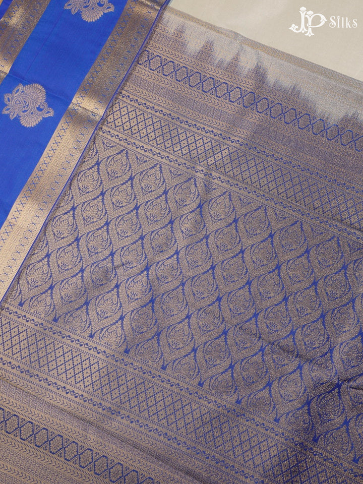 Sandal White and Blue Art Silk Saree - G315