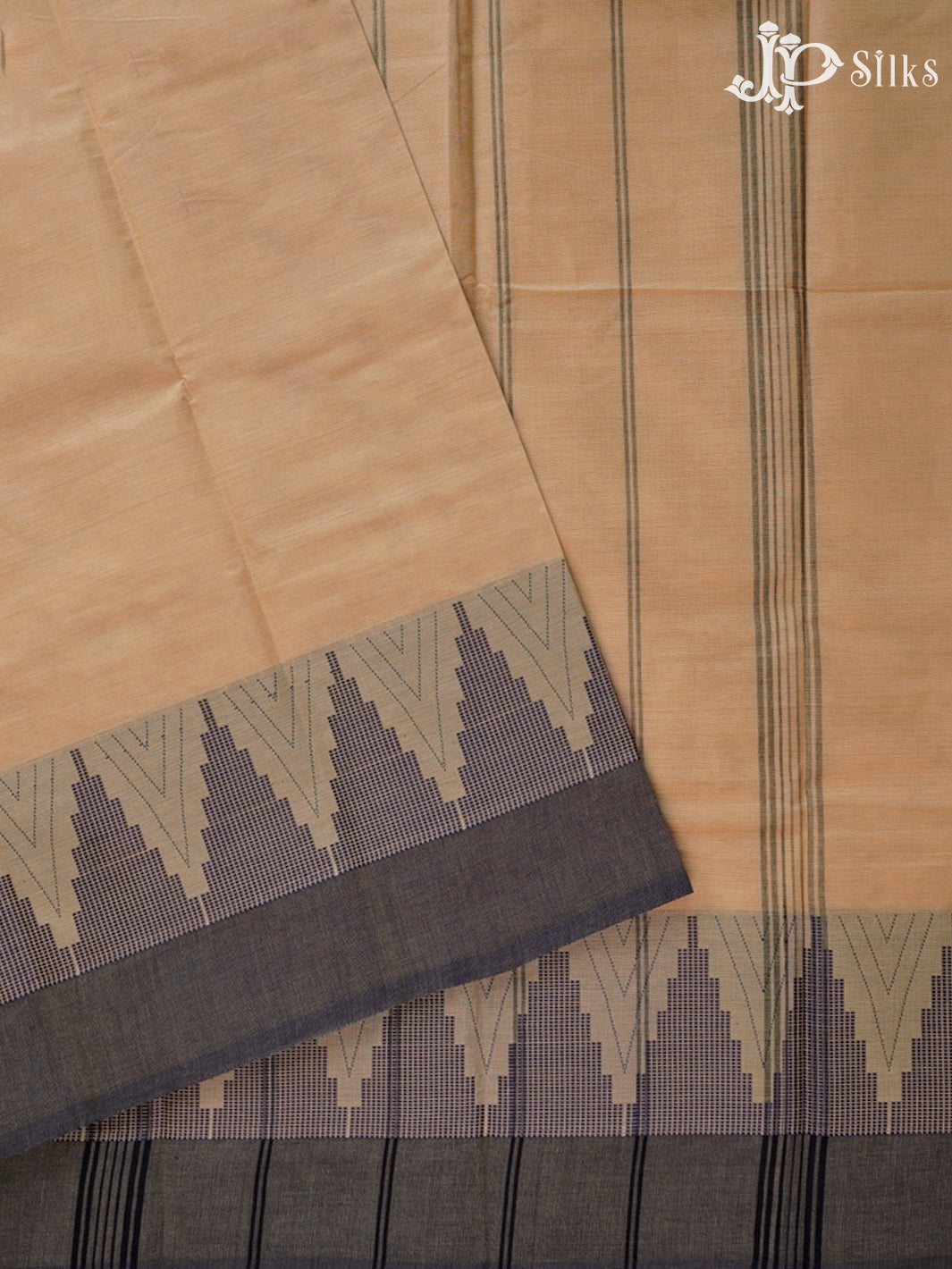 Beige Chettinad Cotton Saree - F2723