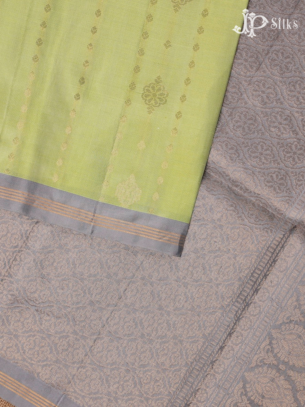 Pista Green And Grey Soft Silk Saree - F2470