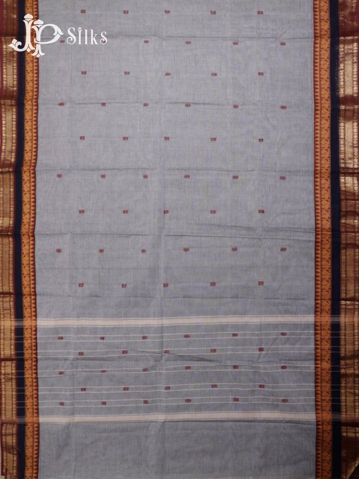 Grey & Maroon Theni Cotton Saree - G68