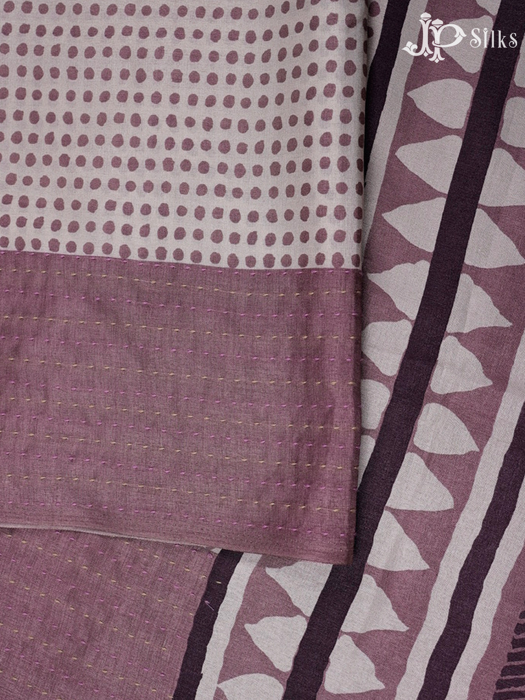 White And Mauve Semi Tussar Saree - G111