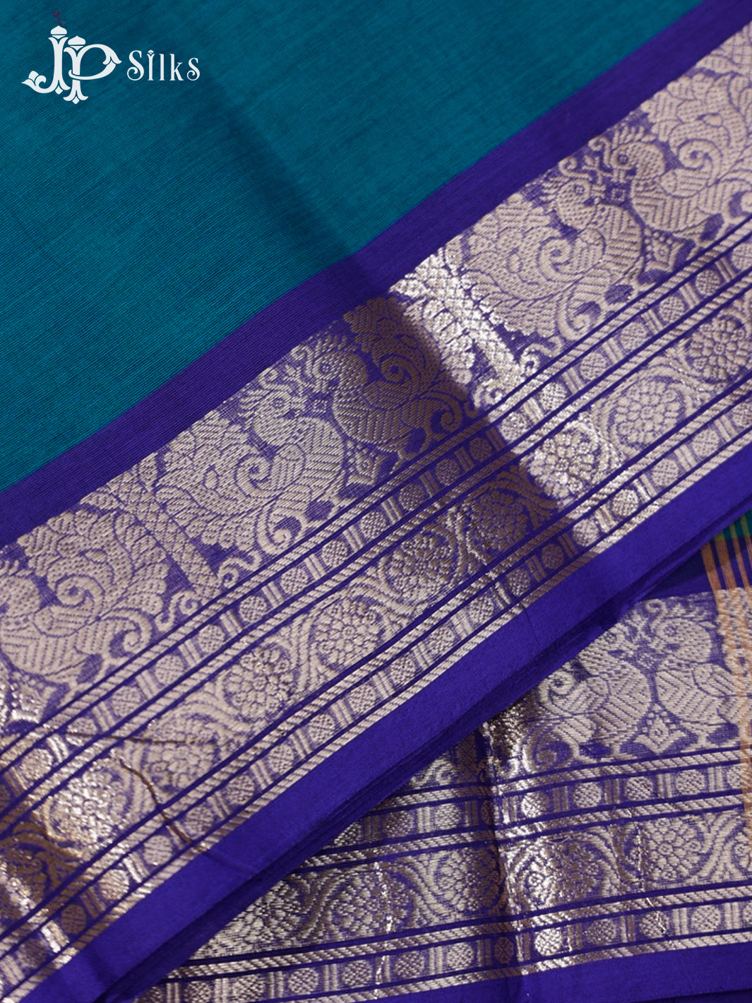 Peacock Green & Ink Blue Theni Cotton Saree - G755