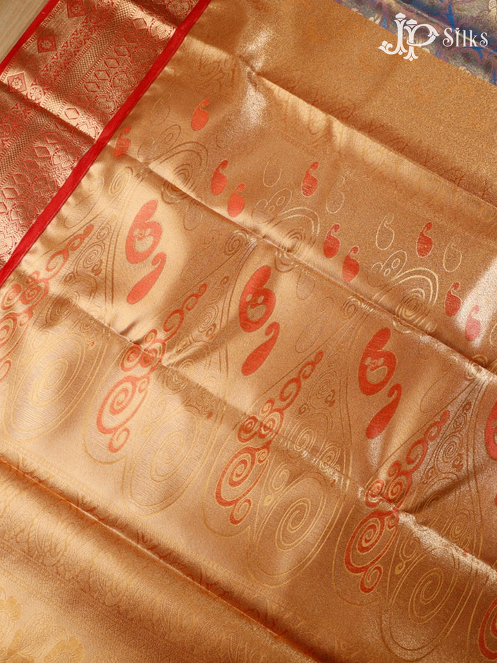 Blue, Red and Maroon Art Silk Saree - G305