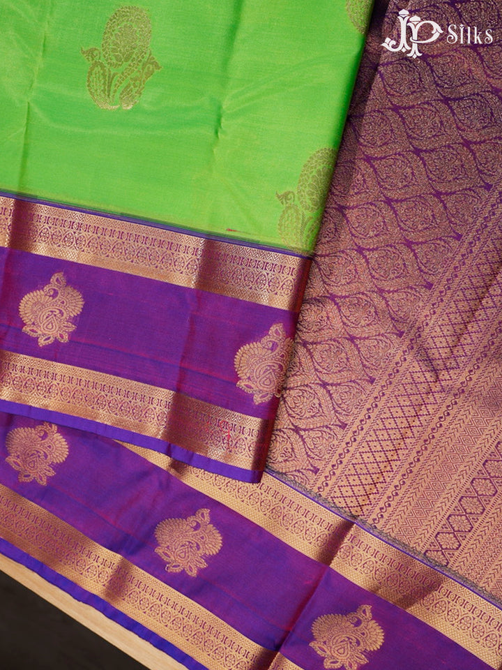 Parrot Green and Purple Art Silk Saree - G314