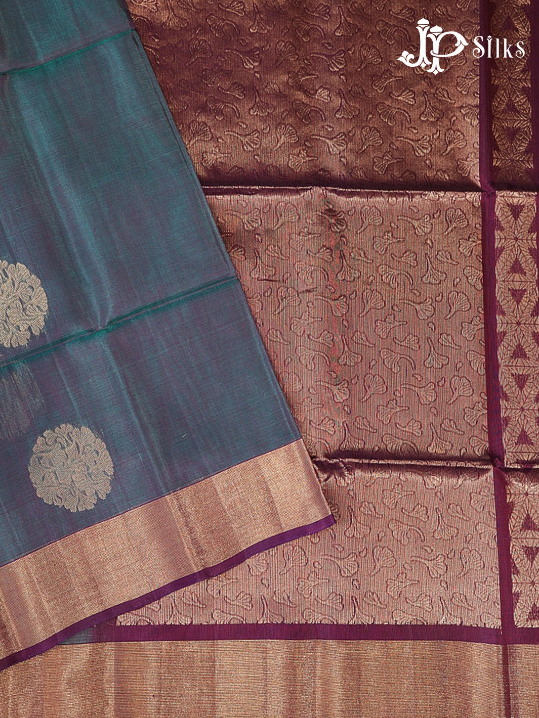 Dual shade of Blue And Deep Violet Kora Cotton Saree - G907