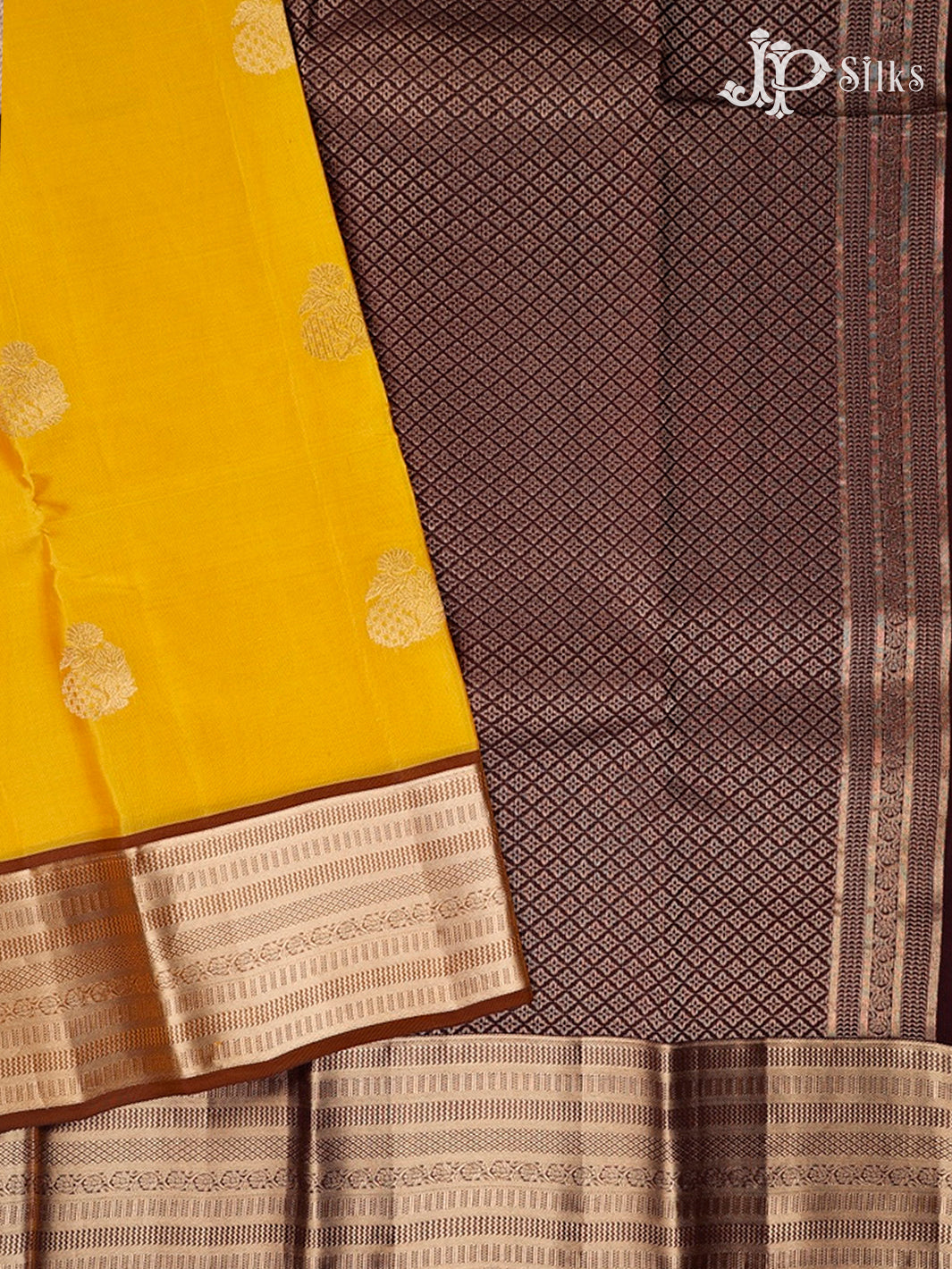 Yellow And Brown Pure Silk Mixed Saree - F3559