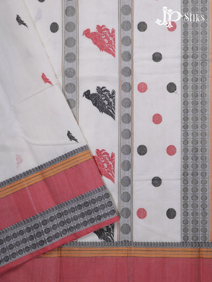 White Kanchi Cotton Saree - D9726-view2