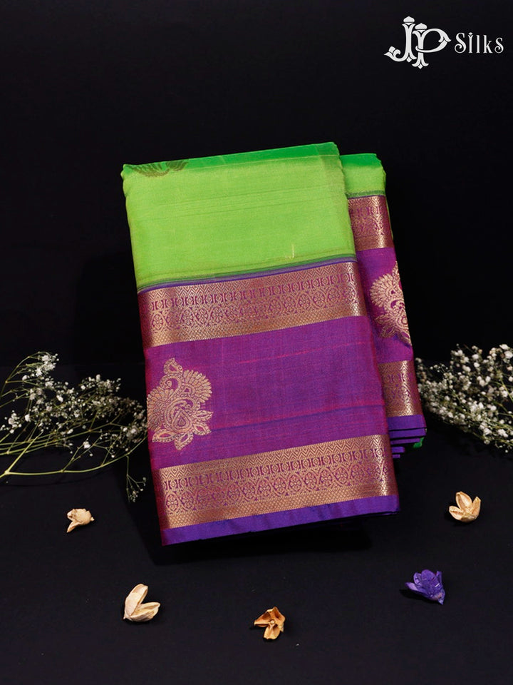 Parrot Green and Purple Art Silk Saree - G314