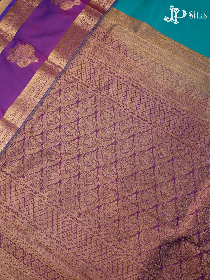 Teal Green and Purple Art Silk Saree - G313
