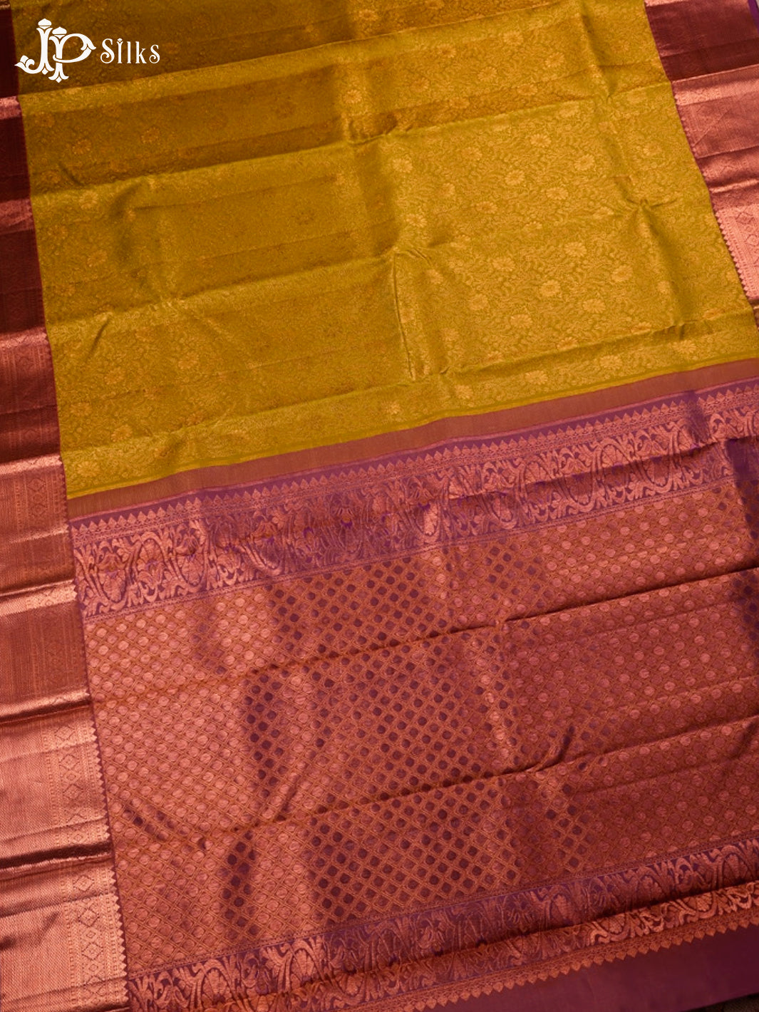 Mustard And Mulberry Purple Kanchipuram Silk Saree - D2808