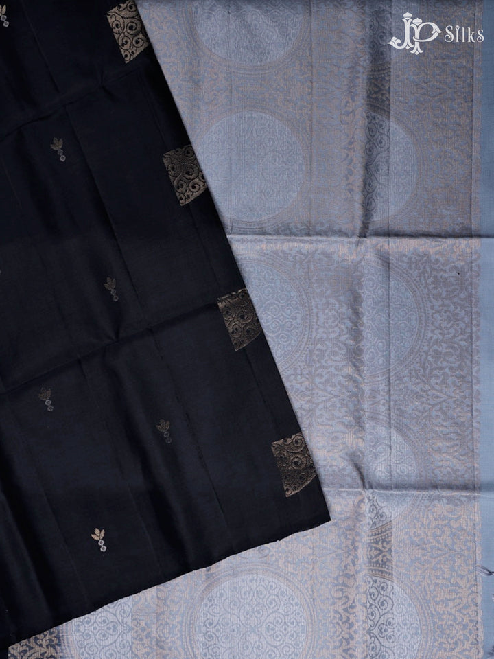 Black and Light Grey Soft Silk Saree - F2471