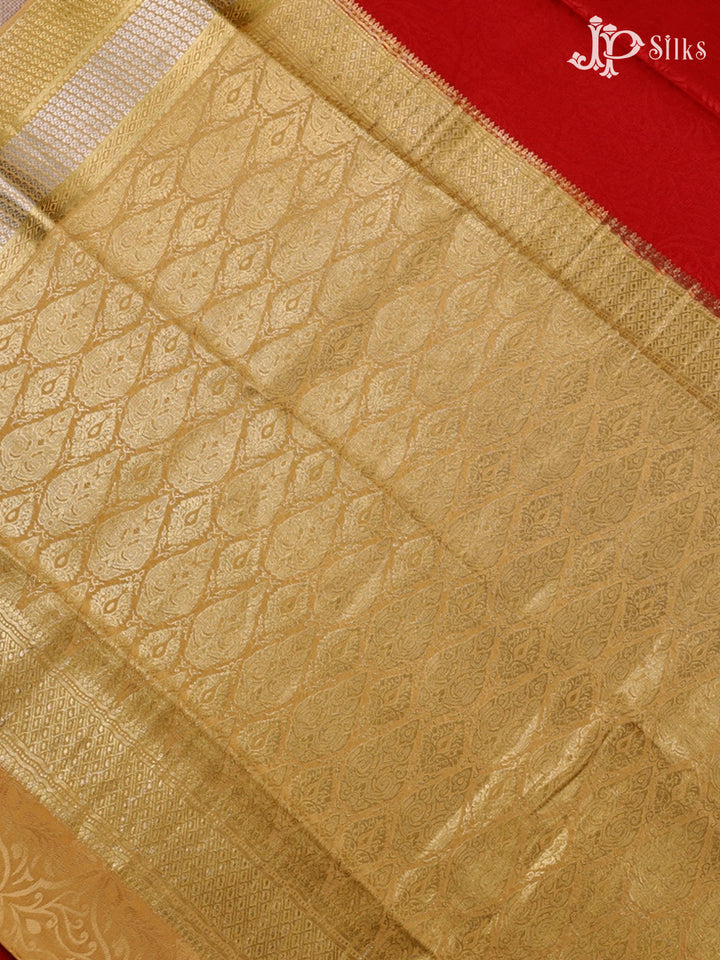 Red And Beige Gold Mysore Silk Saree - D4759