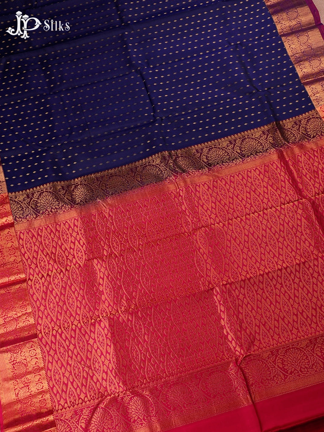 Ink Blue and Pink Kanchipuram Silk Saree - E236 5