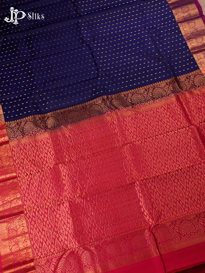 Ink Blue and Pink Kanchipuram Silk Saree - E236 5