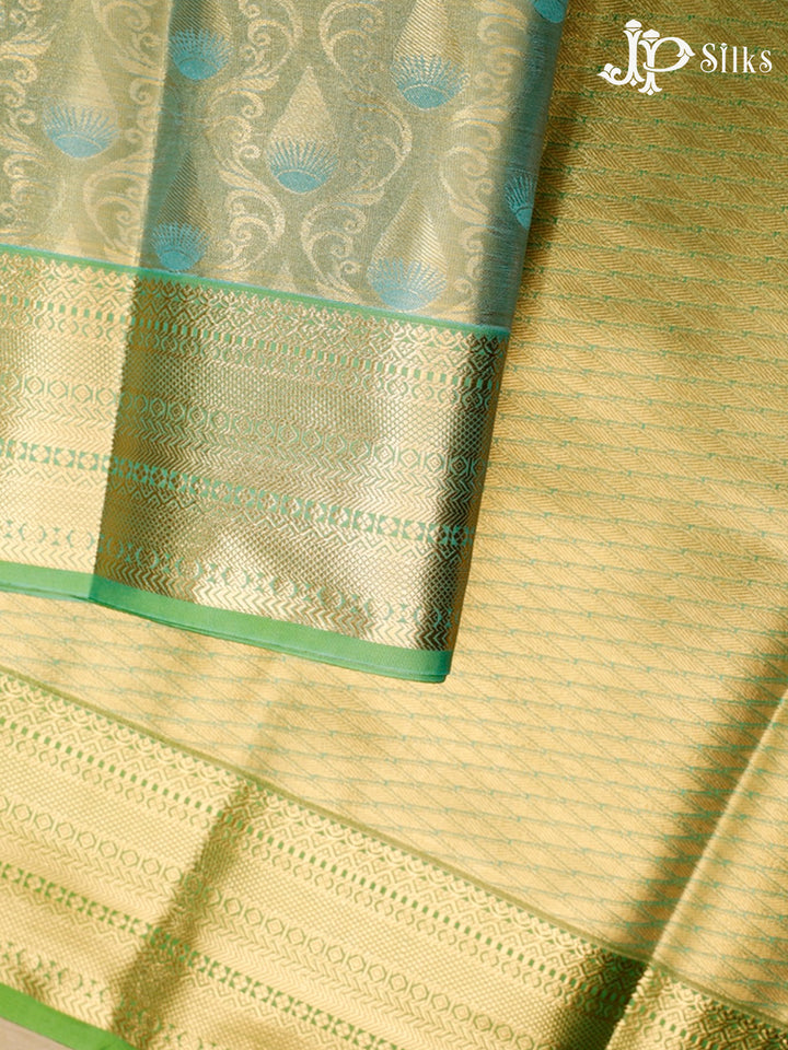 Blue and Light Green Art Silk Saree - G300