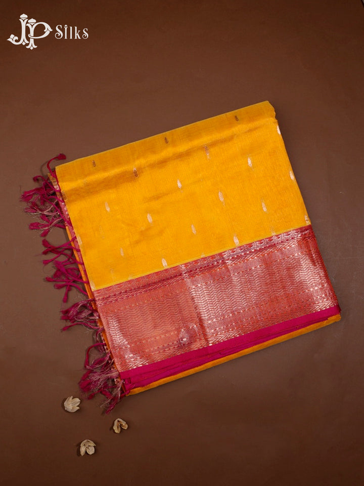 Yellow and Pink Silk Cotton Saree - F2662