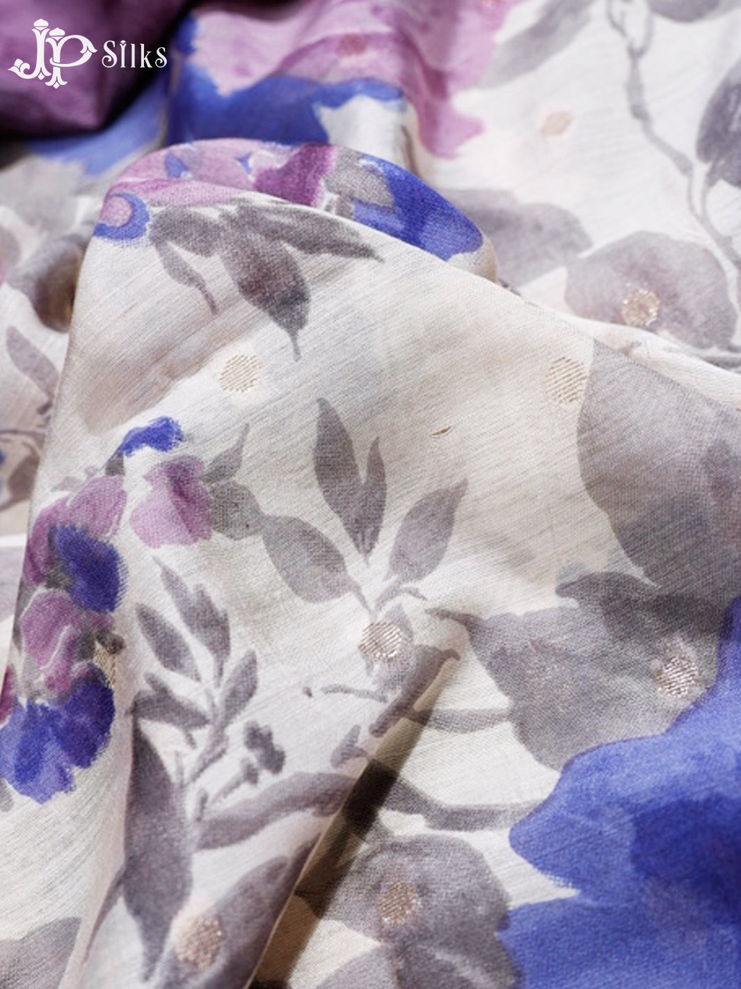 White & Mavue Semi Chanderi Saree - G558-view5