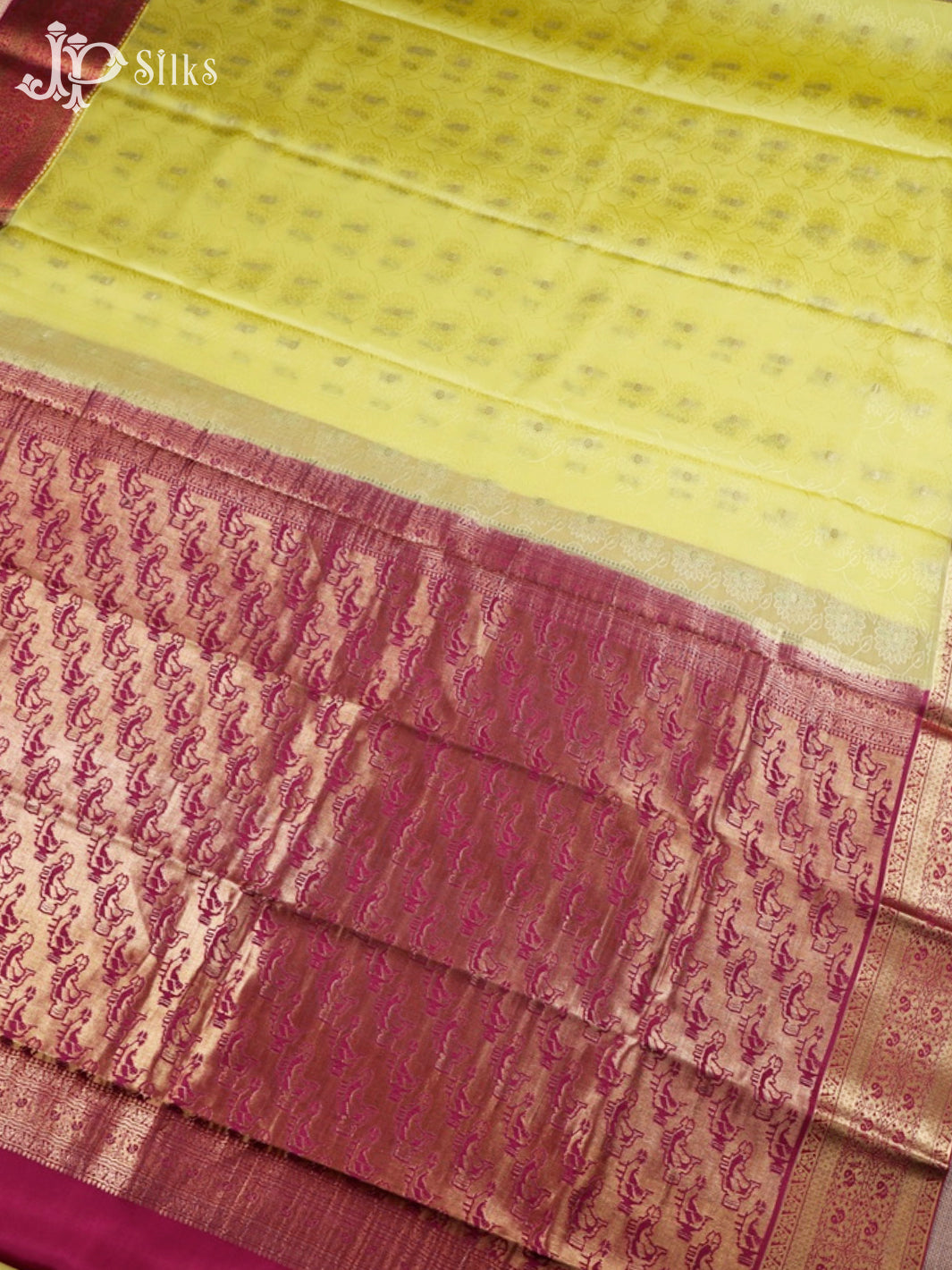 Lemon Yellow And Onion Pink Mysore Silk Saree - D4771