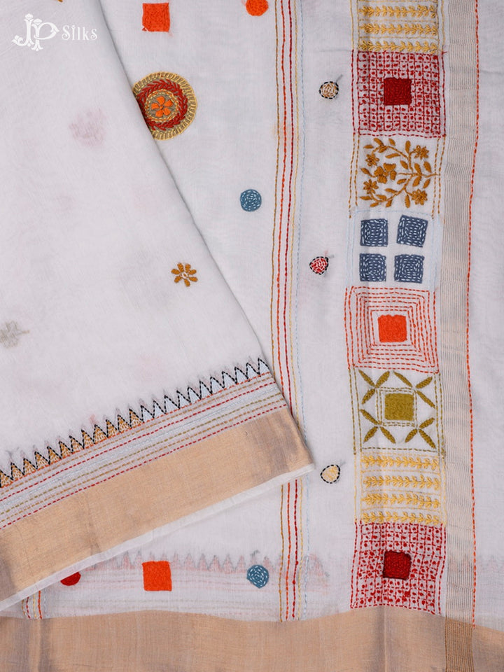 White Semi Tussar Saree - G26