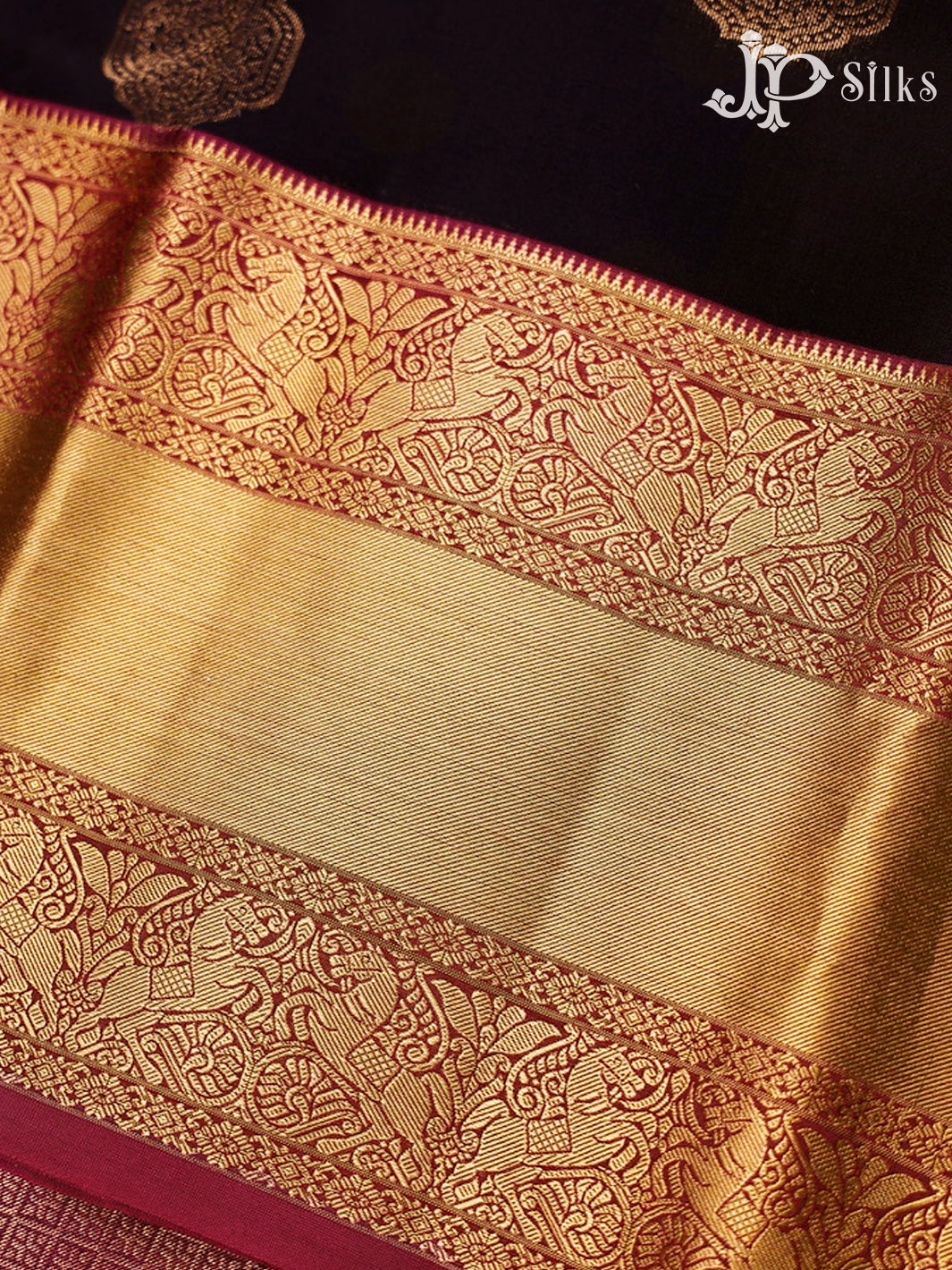 Black And Magenta Pink Pure Silk Mixed Saree - F3614