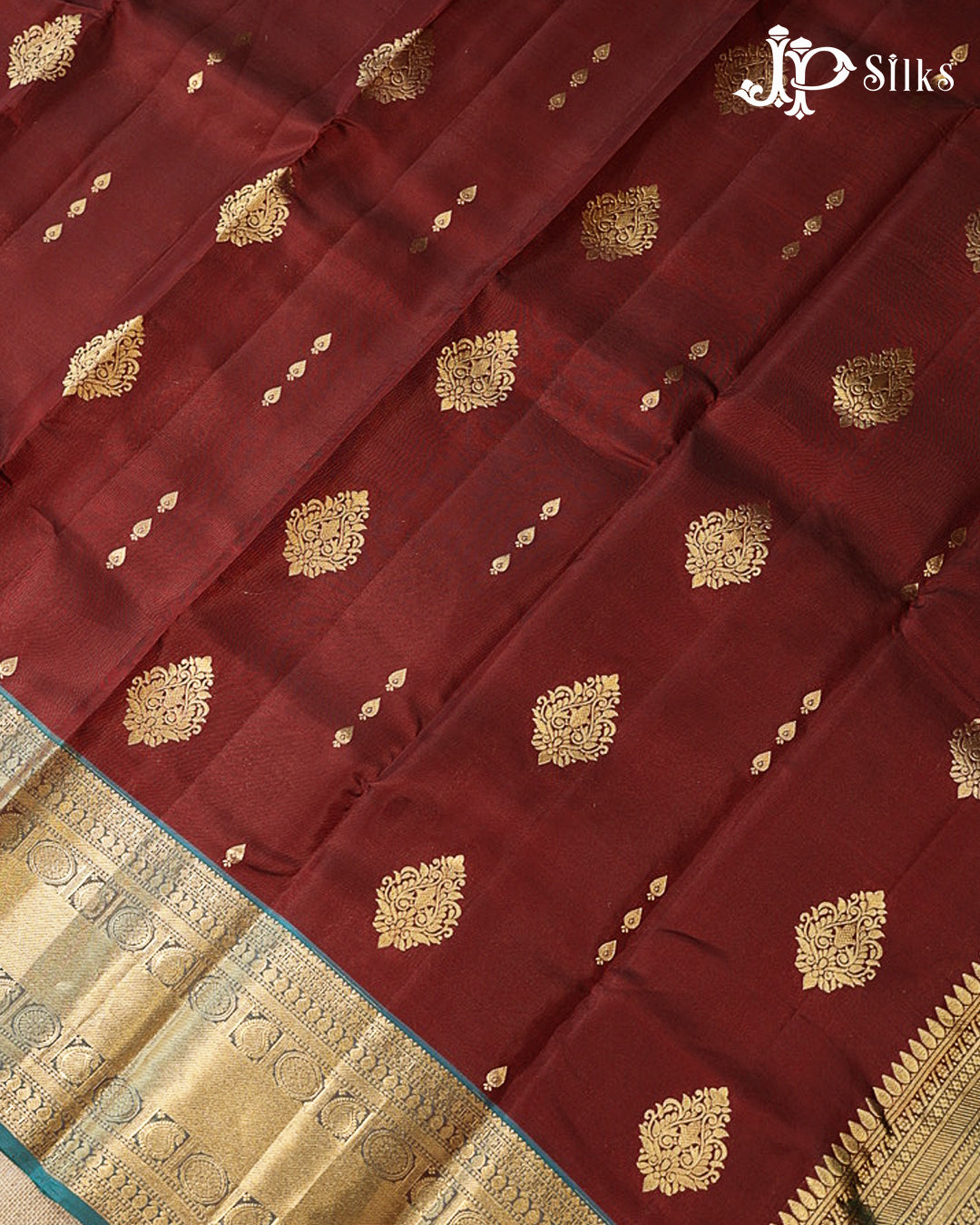 Maroon & Peacock Blue Pure Silk Mix Saree - G933