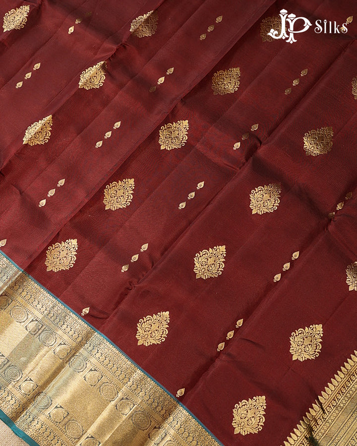 Maroon & Peacock Blue Pure Silk Mix Saree - G933
