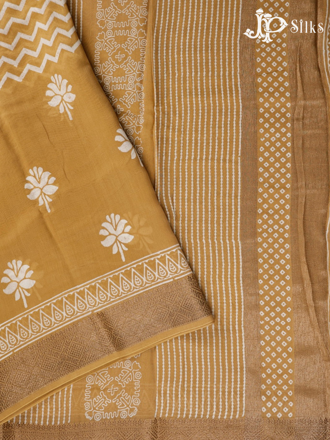 Mustard Yellow Semi Chanderi Saree - F2809