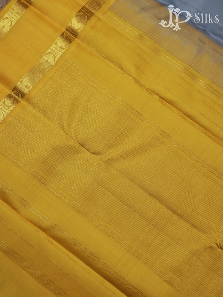 Light Grey and Yellow Kanchipuram Silk Saree - F2346 - View 5