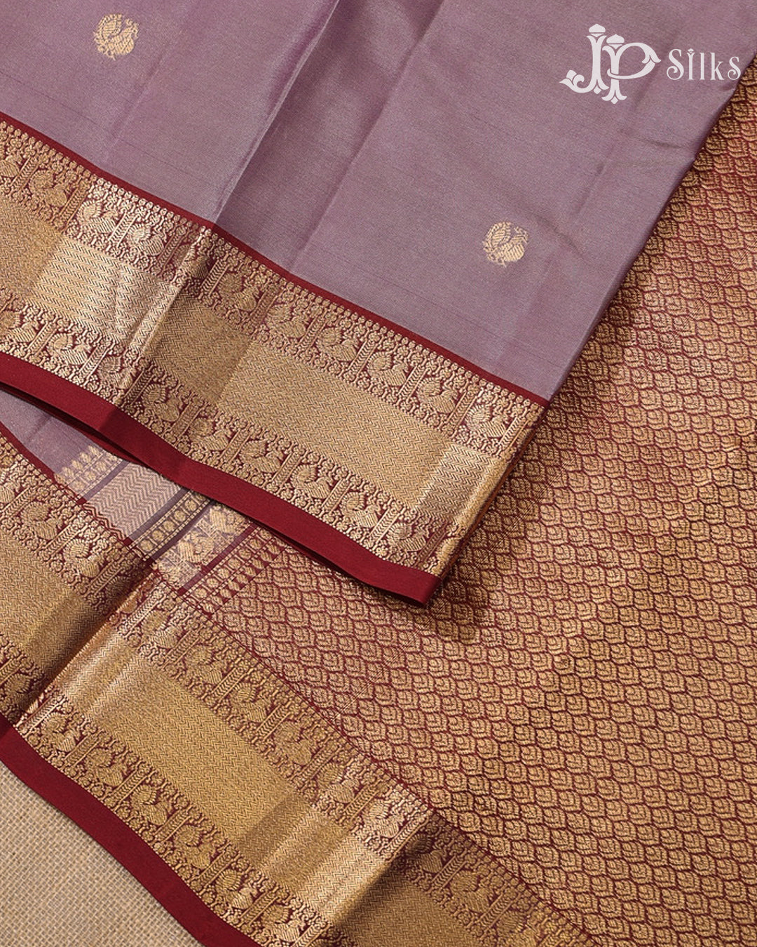 Lavender Purple & Maroon Pure Silk Mix Saree - G922