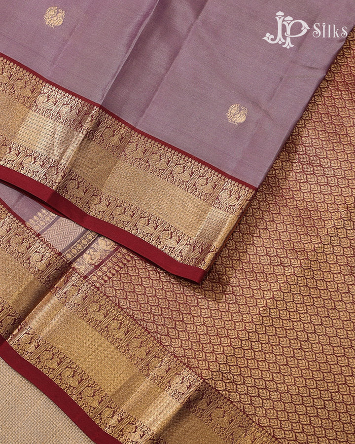 Lavender Purple & Maroon Pure Silk Mix Saree - G922