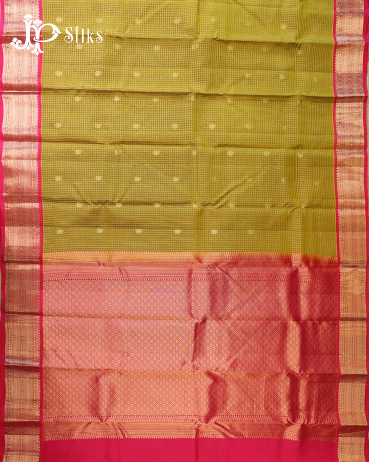 Mehandi Green & Rani Pink Pure Silk Mix Saree - G937