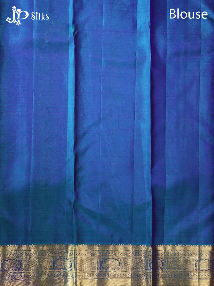 Dual Shade Peacock Green & Blue Kanchipuram Silk Saree - G857