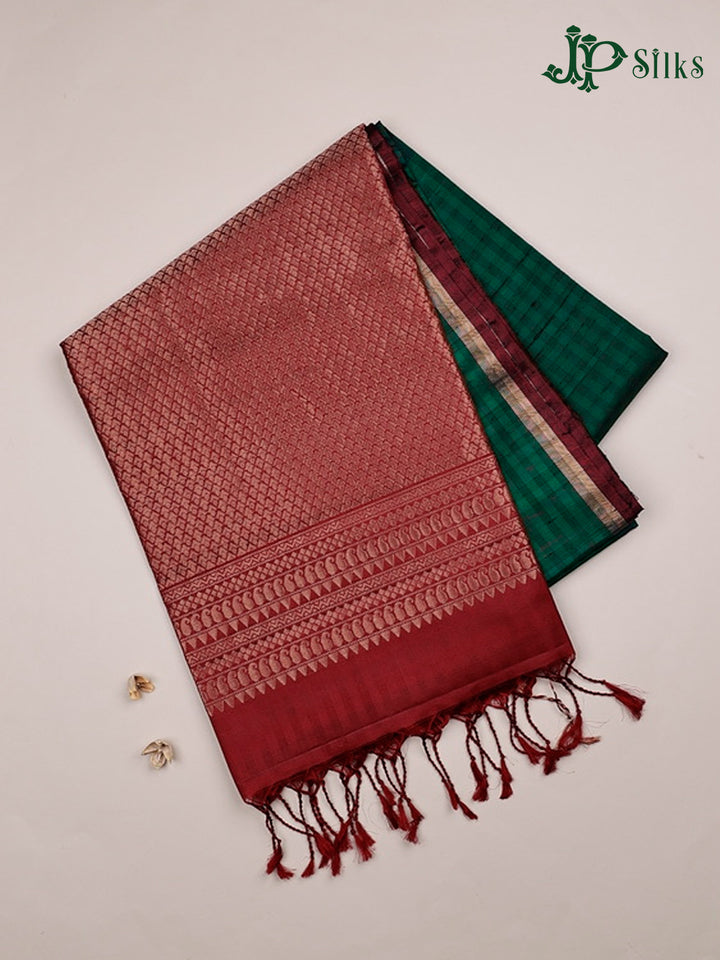 Bottle Green And Maroon Soft Silk Saree - F3551