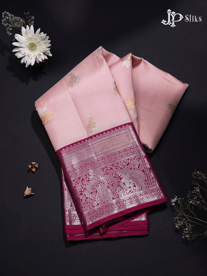 Baby Pink & Dark Hot Pink Kanchipuram Silk Saree - G851
