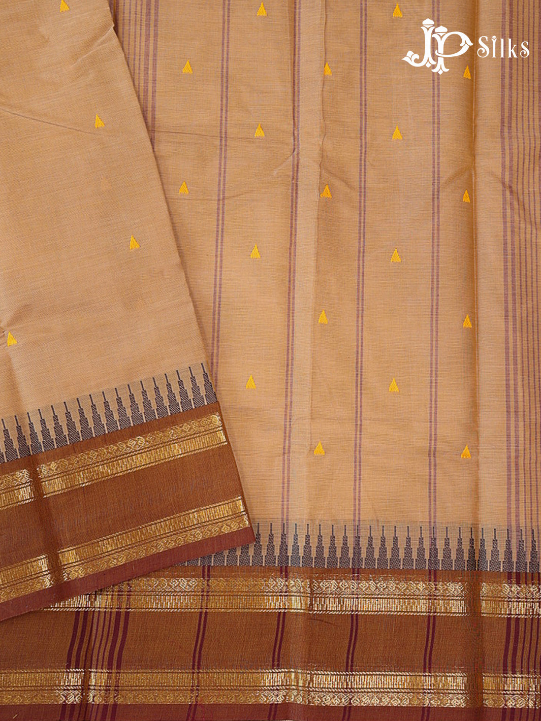 Beige Theni Cotton Saree - G890