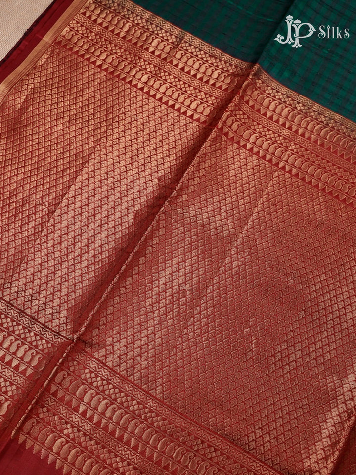 Bottle Green And Maroon Soft Silk Saree - F3551