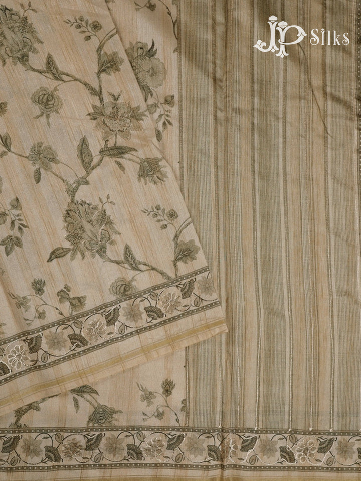 Beige Semi Tussar Saree - E3240