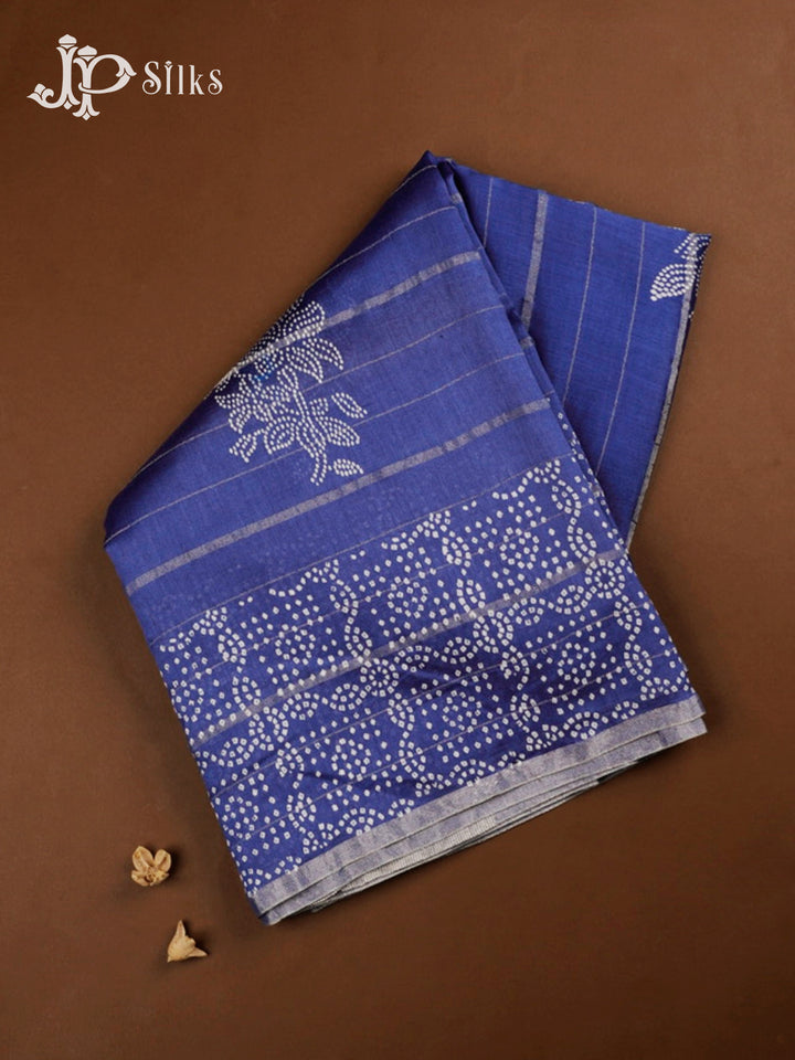 Blue Semi Chanderi Saree - F2804