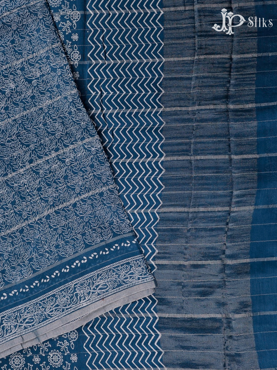 Teal Blue Semi Chanderi Saree - F2803