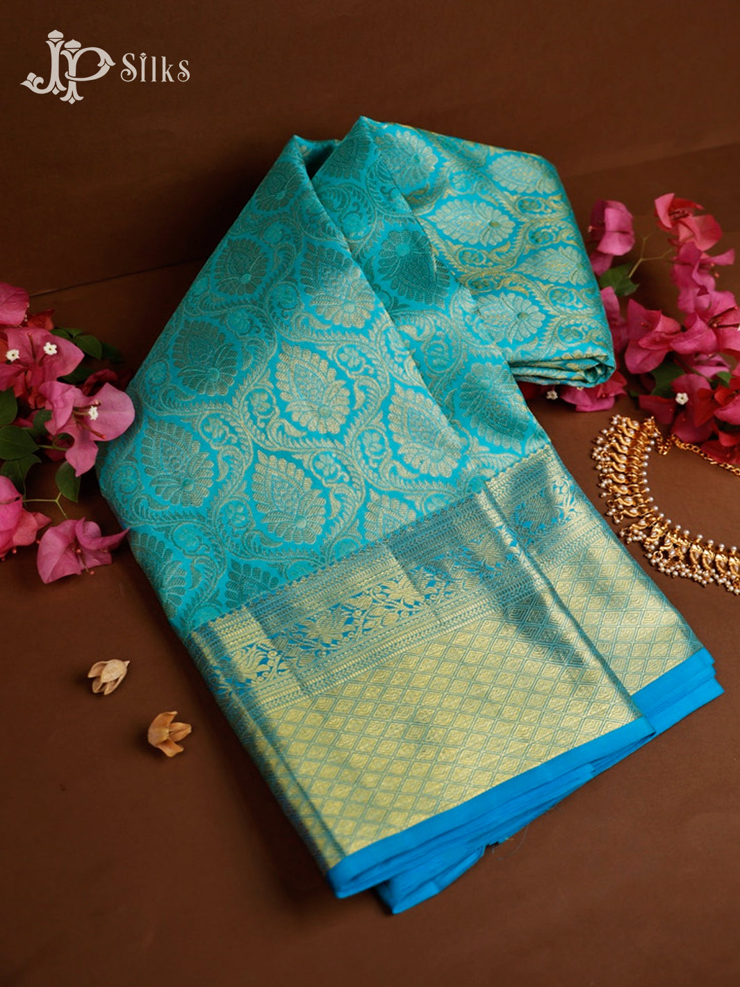 Sky Blue Kanchipuram Pure Silk Saree - D7761