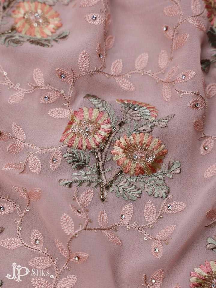 Light Pink Thread Work Salwar Suit Material - E3542